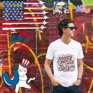 T-shirt Étoiles et bandes vintages | 4 juillet Décor