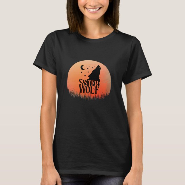 T-shirt Étoiles Et Lune Soeur Wolf (Devant)