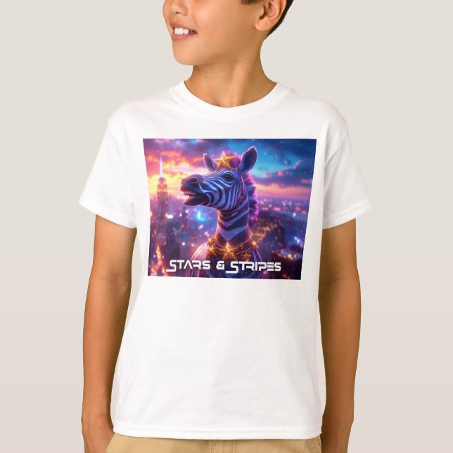 T-shirt Étoiles et rayures avec Zebra Zanzibar - (Devant)