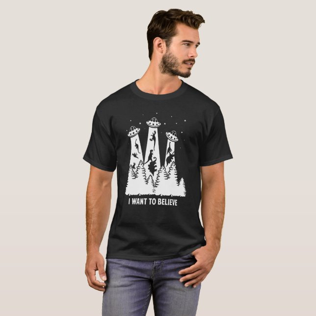T-shirt étranger - je veux croire - dinosaure (Devant entier)