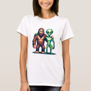 T-shirt Être Alien Extraterrestre et Pixel Art Bigfoot