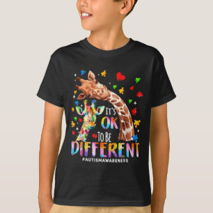 T-shirt Être différent maman autiste maman mignonne girafe