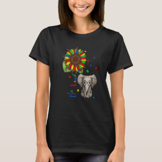 T-shirt Être genre Sunflower Elephant Puzzle Pièces Autism