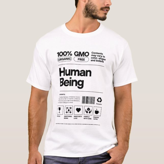 T-shirt Être humain biologique 100% biologique, sans OGM (Devant)