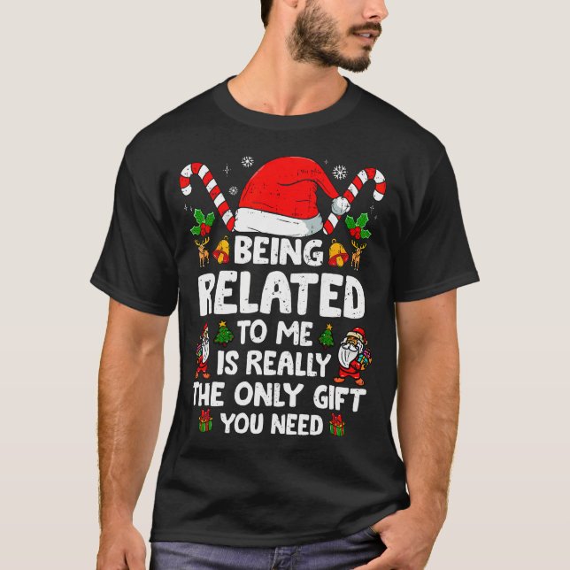 T-shirt Être lié à moi drôle Noël famille Noël s (Devant)