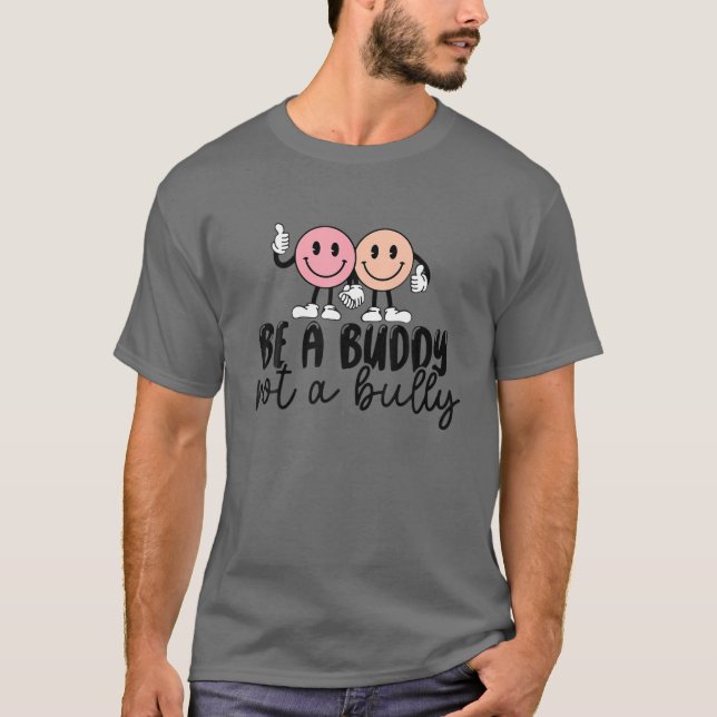 T-shirt Être Un Époux Pas Un Anti-Violent Sourire Face Cl (Devant)