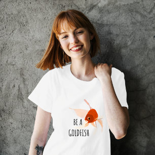 T-shirt être un poisson rouge orange noir illustration mod