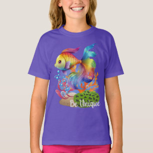 T-shirt Être unique poisson arc-en-ciel