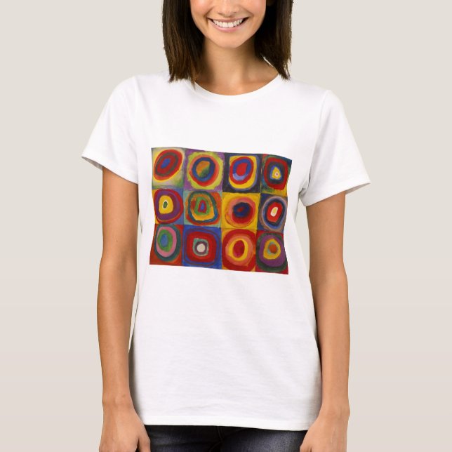 T-shirt Étude de couleur des cercles Carré par Kandinsky (Devant)