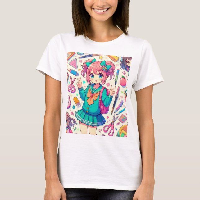 T-shirt étudiant en anime (Devant)