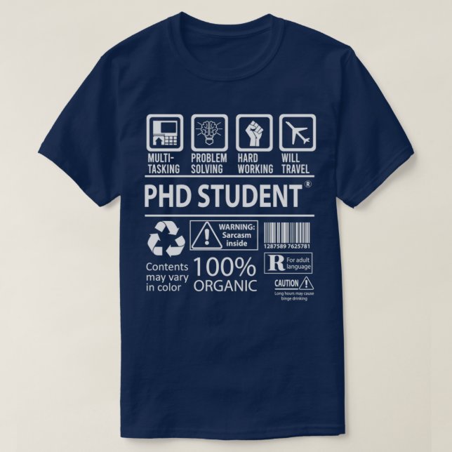 T-shirt Étudiant en doctorat 5 (Design devant)