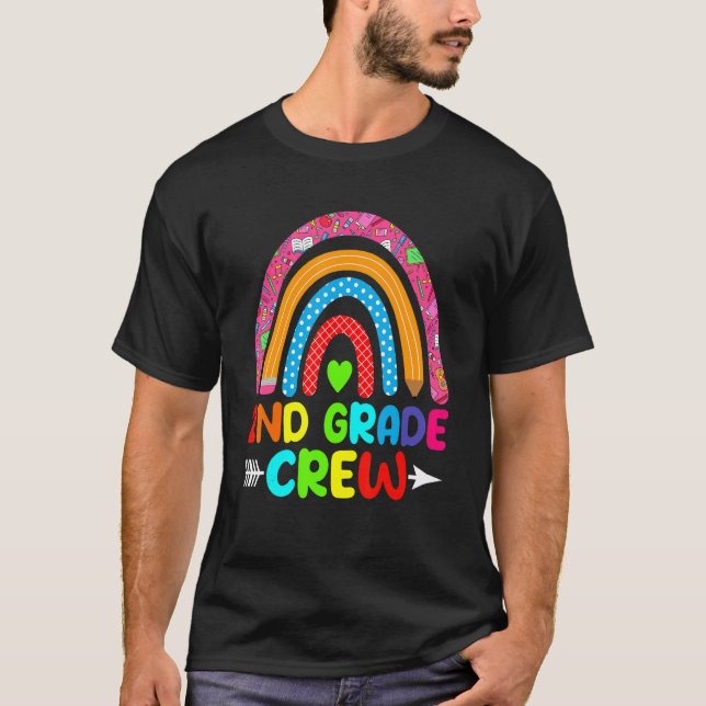 T-shirt Étudiant Enseignant 2e Classe Crew Rainbow Retour  (Devant)