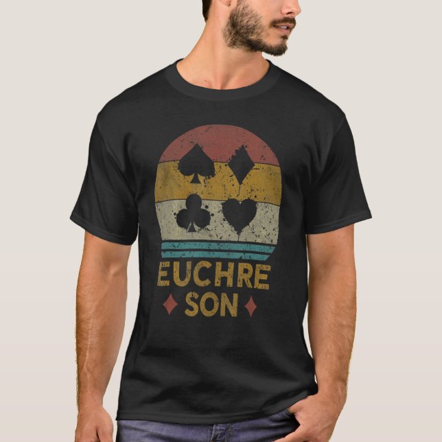 T-shirt Euchre Son Vintage jeu de cartes Euchere (Devant)