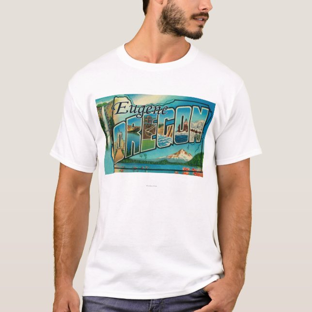 T-shirt Eugene, lettre ScenesEugene d'OregonLarge, OU (Devant)