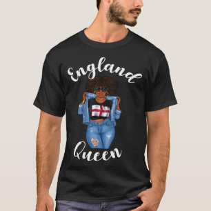 T-shirt Euro Football Angleterre Reine Black Girl Femmes S