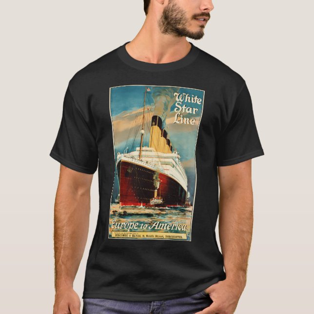 T-shirt Europe Vers L'Amérique Via White Star Line Ocean L (Devant)