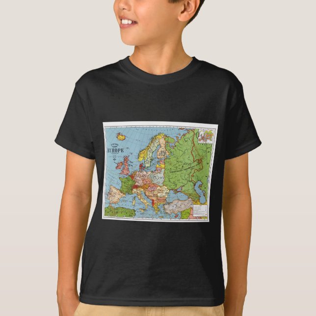 T-shirt Europe vintage Carte générale du XXe siècle (Devant)