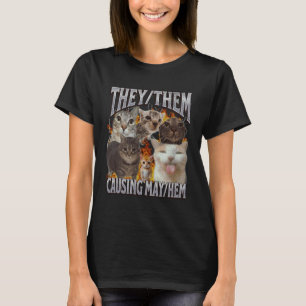 T-shirt Eux les provoquant un chaos Mème de chat drôle Boo
