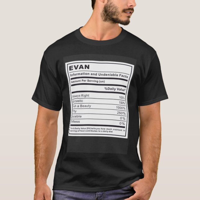 T-shirt Evan Information et faits indéniables (Devant)