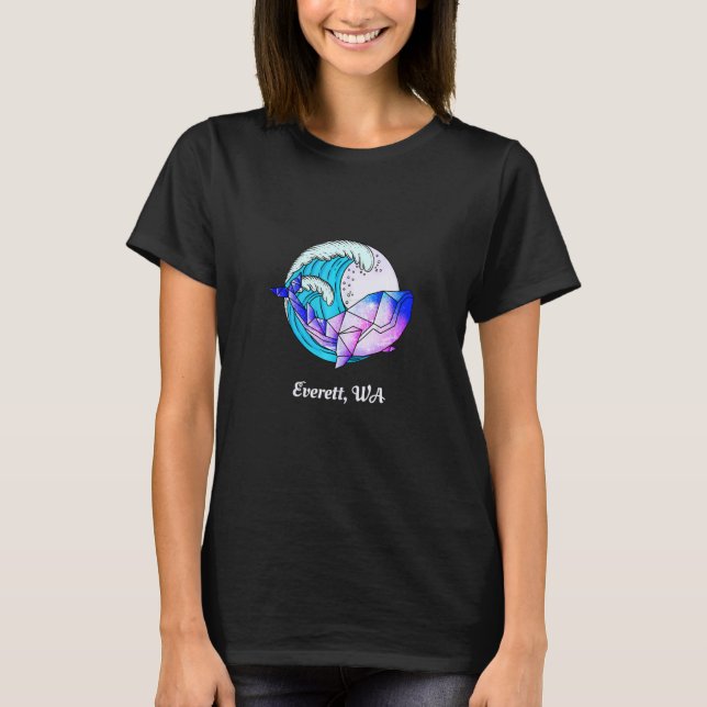 T-shirt Everett Wa Peinture Japonaise Géométrique Orca Tue (Devant)
