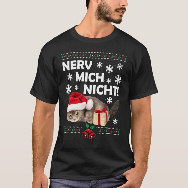 T-shirt Evil Chat Père Noël Vilain Noël Triste Chat Noël (Devant)
