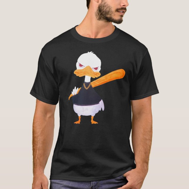T-shirt Evil Halloween duck with baseball bat (Devant)