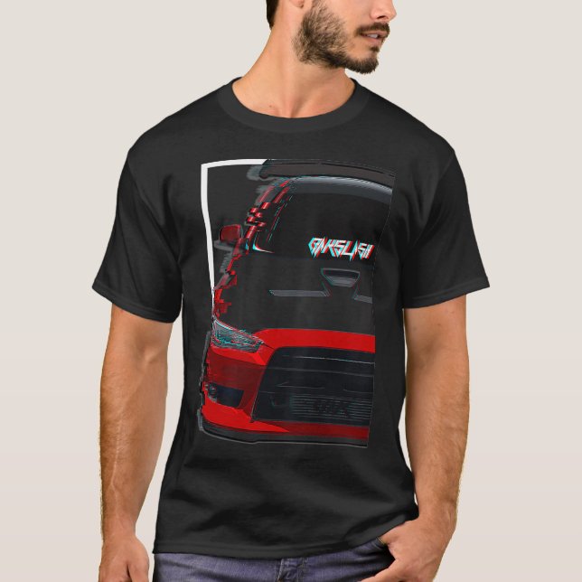 T-shirt EVO X JDM TUNER GLITCH Red  (Devant)