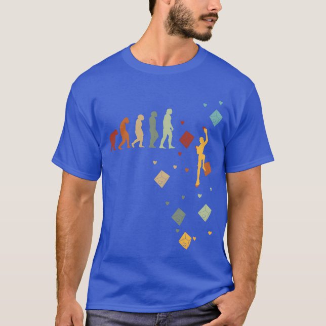 T-shirt Evolution climbing sport climbing bouldering retro (Devant)