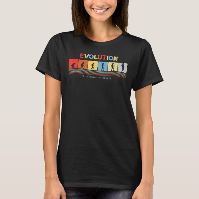 T-shirt Évolution De L'Être Humain Bagpiper Rétro les anné (Devant)