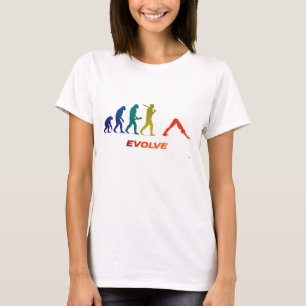 T-shirt Évolution de yoga silhouette posture du chien tête