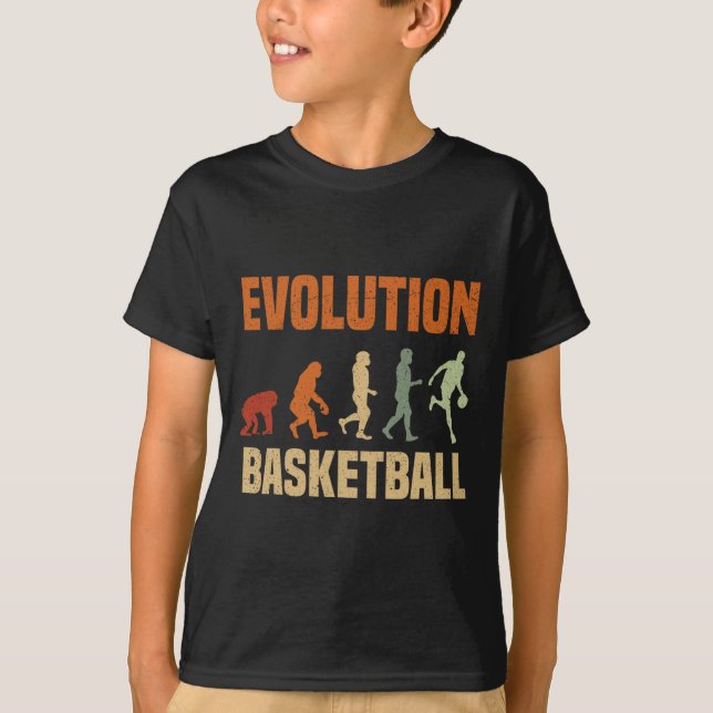 T-shirt Évolution Du Basket-Ball Du Singe Aux Hommes Bball (Devant)