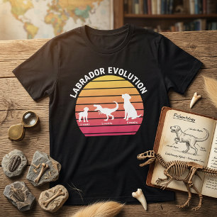 T-shirt Évolution du Labrador Drôle Silhouette blanche cou