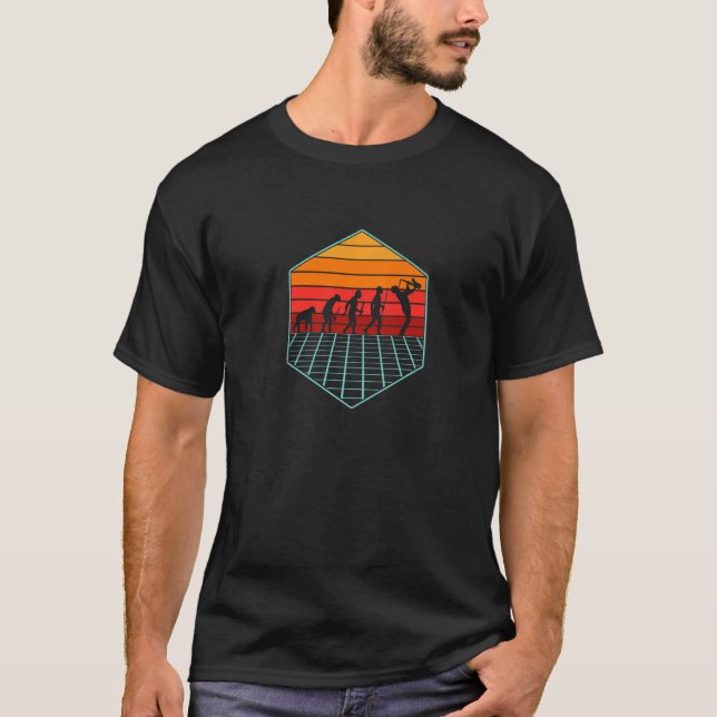 T-shirt Évolution du saxophone, Instrument de musique Prem (Devant)