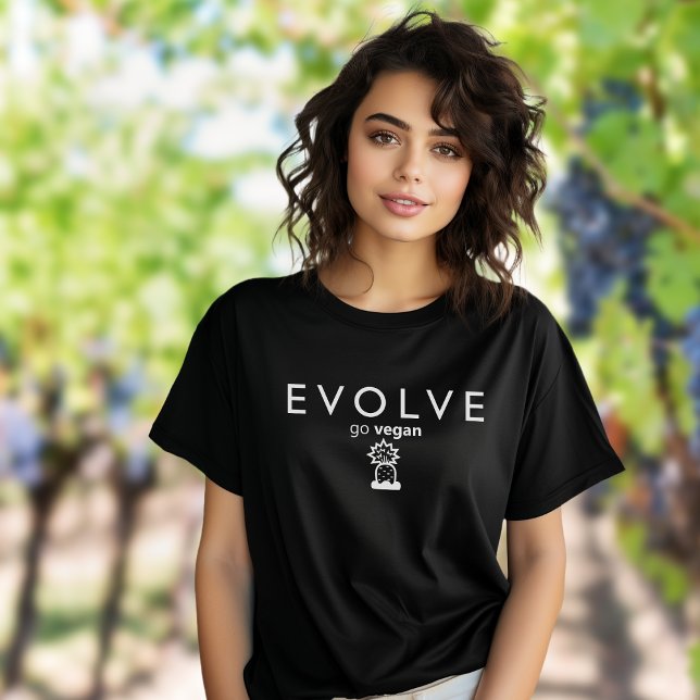 T-shirt Evolution, Go Vegan Black and White Activisme (Créateur téléchargé)