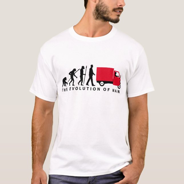 T-shirt Evolution of man Piaggio Singe mini transporteur (Devant)