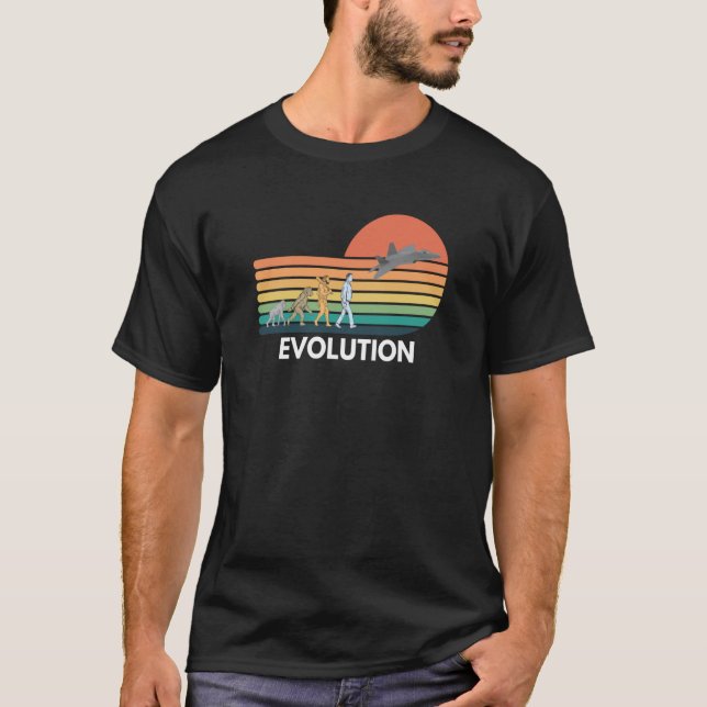 T-shirt Evolution of Pilot Airplane F22 Aviation (Devant)