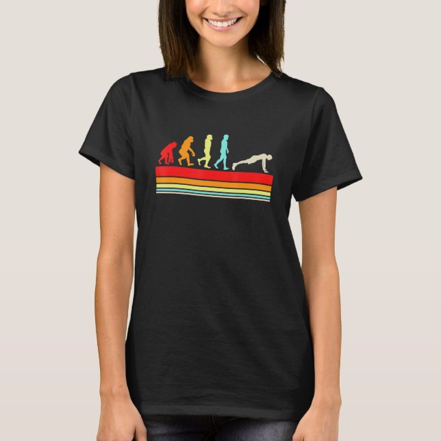T-shirt Evolution Push Ups Salle De Fitness Exercice Retro (Devant)