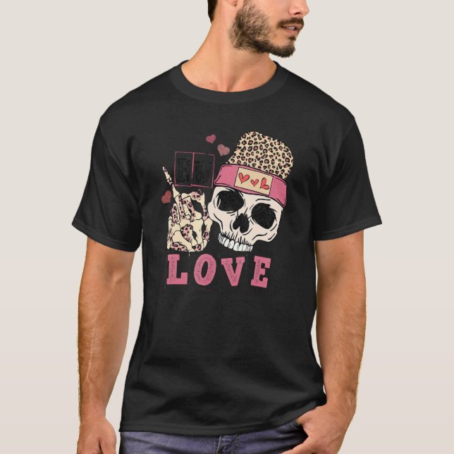 T-shirt Ew Love Leopard Skull Skeleton Anti Valentines Da (Devant)