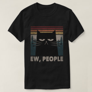 T-shirt Ew People Drôle Chat Noir Introvert Chemise
