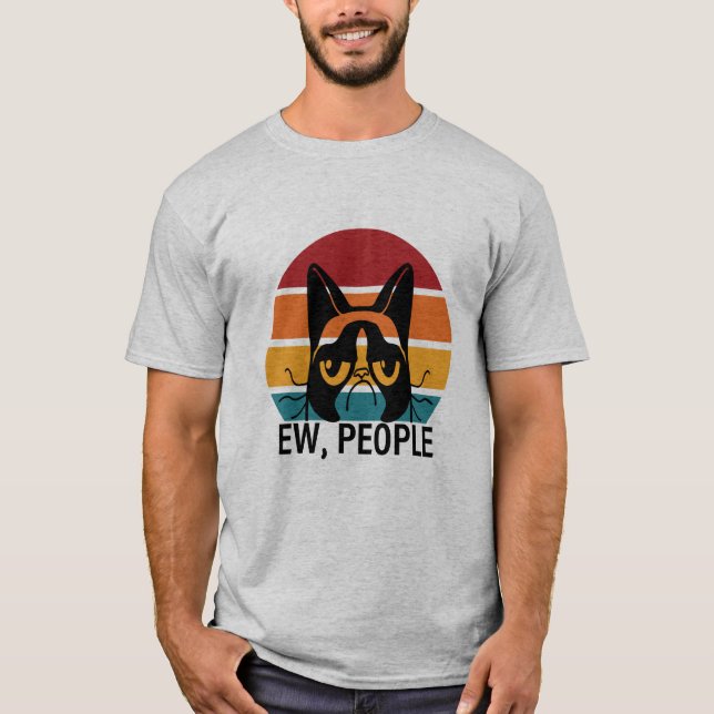 T-shirt Ew People Drôle Meowy Chat noir (Devant)