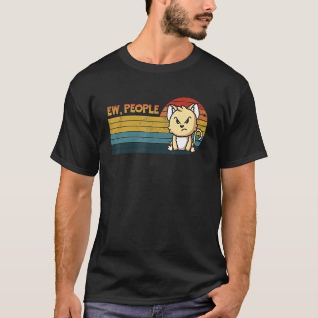 T-shirt Ew People Retro Style mignon Chat en colère Hommes (Devant)