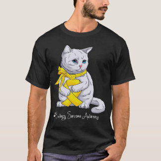 T-shirt Ewings Sarcoma Awareness Mois Chat au Ruban Jaune