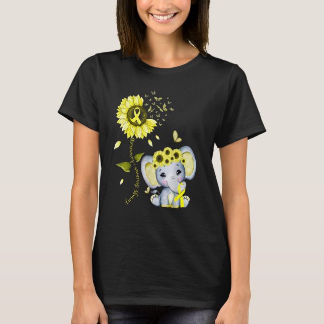 T-shirt Ewings Sarcoma Awareness Yellow Hippie Sunflower E (Devant)