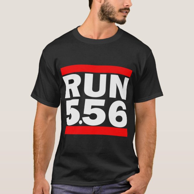 T-shirt Exécuter 5,56 Long Gun AR 15 Premium (Devant)