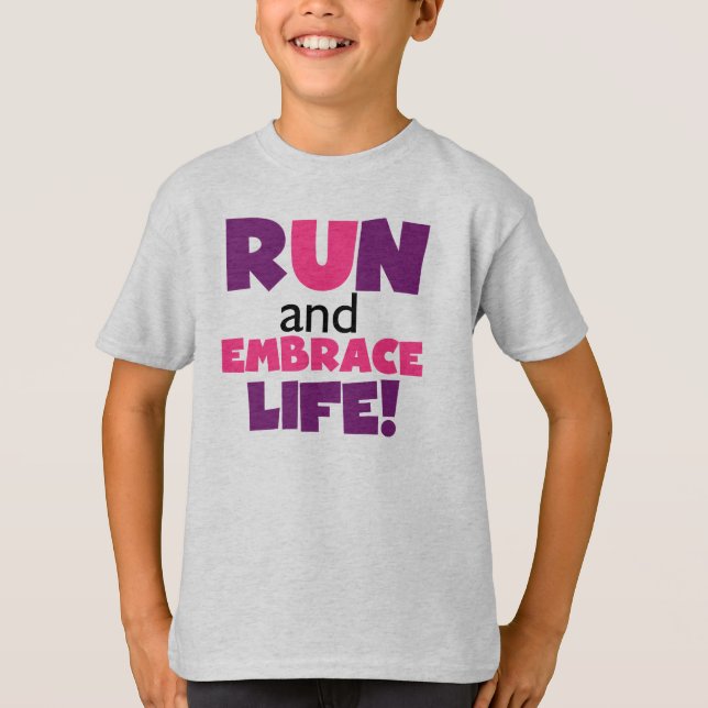 T-shirt Exécuter Embrasser la vie rose pourpre (Devant)