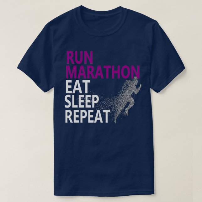T-shirt Exécuter Marathon Manger Sommeil Répéter Coureurs  (Design devant)