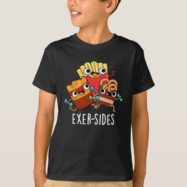 T-shirt Exer-side Funny Exercice Pun Dark BG (Devant)