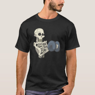 T-shirt Exercice Fitness Skeleton Avec Curls Et Dumbbells