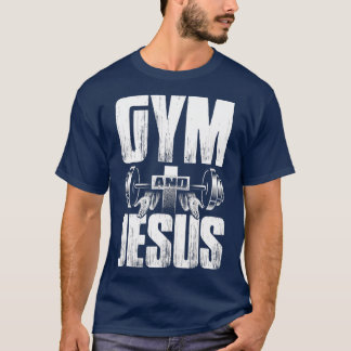 T-shirt Exercice Religieux Gym Jesus Barbell Lifting Peser