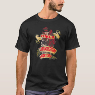 T-shirt Expéditeur de transport Crâne tatoué et roses roug
